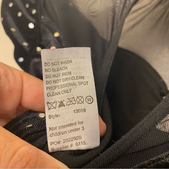 Weissman solo dance costume black velvet crystal fringe End Of Time 13009 SA - Picture 11 of 12